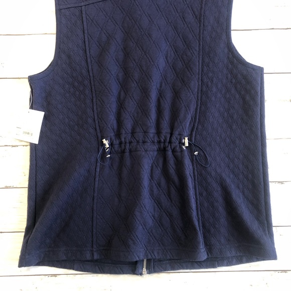 NEW! CROFT & BARROW Women’s Navy Mock Neck Sleeveless Full Zip Vest Sz L - Picture 8 of 13